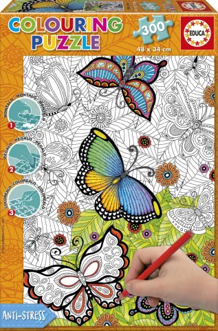 Photo de Puzzle Educa Papillons a colorier (300 pièces)