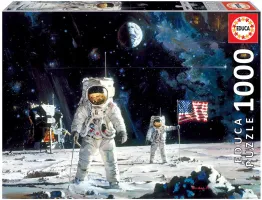 Photo de Puzzle Educa - Premier Homme sur la lune de Robert Mc Call (1000 pièces)