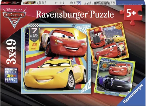 Photo de Puzzle Ravensburger 3 en 1 - Cars 3 (3x 49 pièces)