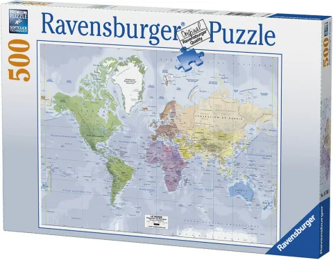 Photo de Puzzle Ravensburger - Carte du Monde (500 pièces)