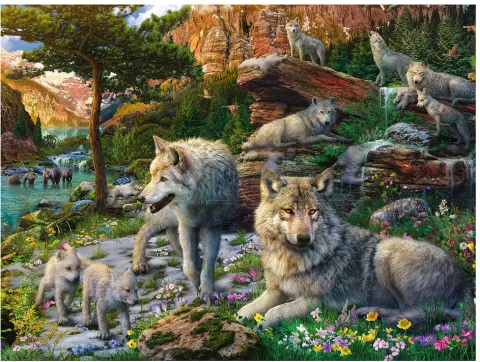 Photo de Puzzle Ravensburger - Loups Printemps (1500 pièces)