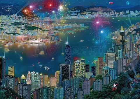 Photo de Puzzle Schmidt - Feu d'artifice sur Hong Kong (1000 pièces)
