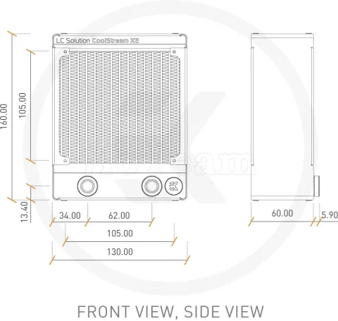 Photo de Radiateur pour watercooling Ekwb EK-CoolStream XE Single 120mm (Noir)