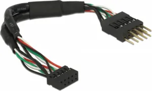 Photo de Rallonge Cable USB 2.0 interne Delock (10 broches) 12cm (Noir)