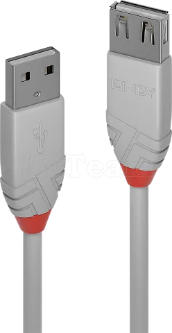 Photo de Rallonge USB 2.0 Lindy - 1m M/F (Gris)