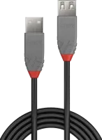 Photo de Rallonge USB 2.0 Lindy Anthra Line - 2m M/F (Gris)