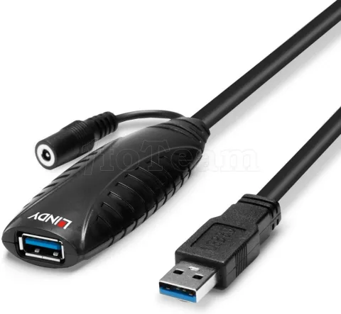 Photo de Rallonge USB 3.0 amplifiée Lindy - 15m M/F (Noir)