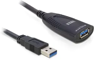 Photo de Rallonge USB 3.0 Delock - 5m M/F (Noir)