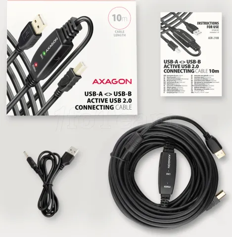 Photo de Rallonge USB-A/B 2.0 amplifiée Axagon ADR-210B M/M 10m