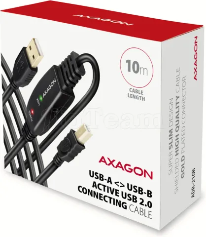 Photo de Rallonge USB-A/B 2.0 amplifiée Axagon ADR-210B M/M 10m