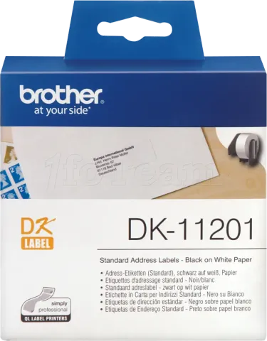 Photo de Rouleau de 400 étiquettes adhésives Brother DK-11201 - 29x90mm (Blanc)