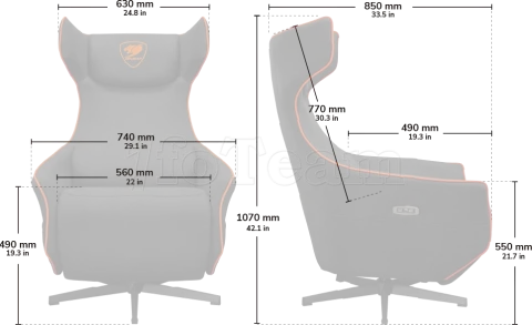 Photo de Sofa Cougar Magus (Noir/Orange)