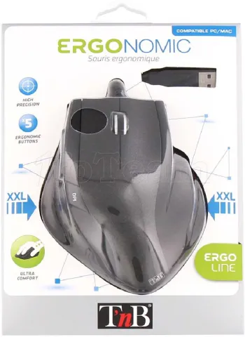 Photo de Souris filaire ergonomique T'nB Ergo pour droitier (Noir)