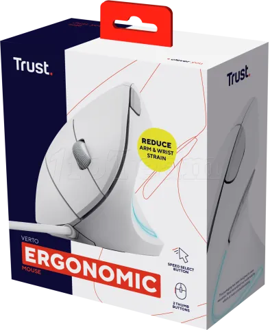 Photo de Souris filaire ergonomique Trust Verto (Blanc)