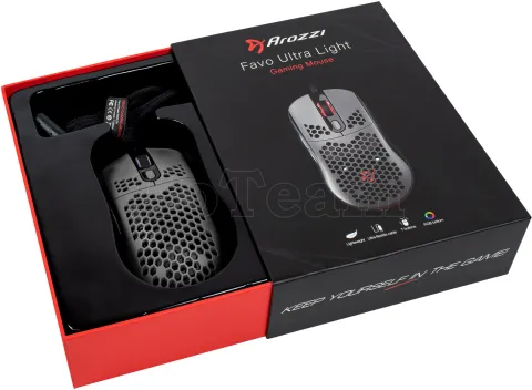 Photo de Souris filaire Gamer Arozzi Favo Ultra Light RGB (Gris/Noir)