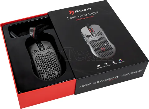 Photo de Souris filaire Gamer Arozzi Favo Ultra Light RGB (Rouge/Noir)