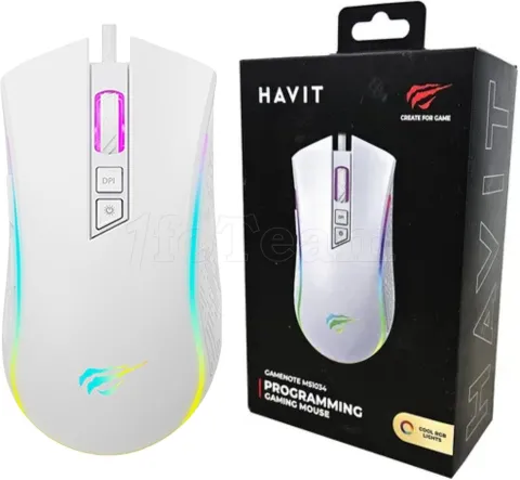 Photo de Souris filaire Gamer Havit MS1034 RGB (Blanc)