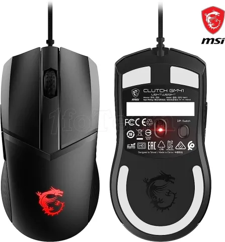 Photo de Souris filaire Gamer MSI Clutch GM41 Lightweight V2 RGB (Noir)