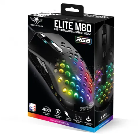 Photo de Souris filaire Gamer Spirit of Gamer Elite-M80 RGB (Noir)