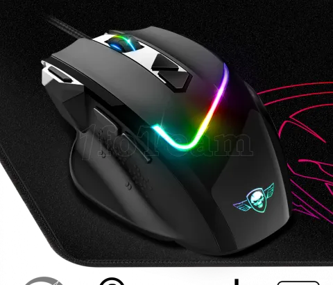 Photo de Souris filaire Gamer Spirit of Gamer Pro-M3 RGB (Noir) avec tapis