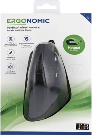 Photo de Souris filaire T'nB Ergo verticale pour droitier (Noir)