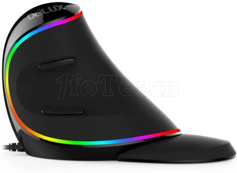 Photo de Souris filaire verticale Delux M618 Plus RGB pour droitier (Noir)