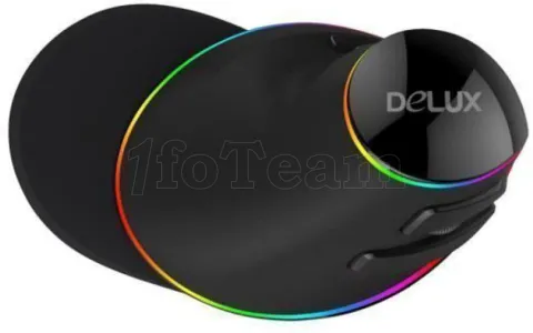 Photo de Souris filaire verticale Delux M618 Plus RGB pour droitier (Noir)