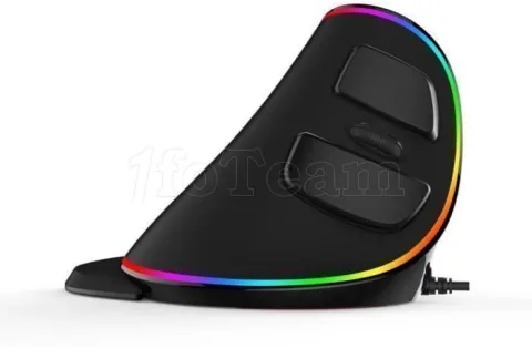 Photo de Souris filaire verticale Delux M618 Plus RGB pour droitier (Noir)