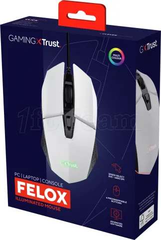 Photo de Souris Gamer filaire Trust GXT 109 Felox RGB (Blanc)