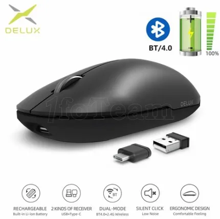 Photo de Souris sans fil Bluetooth Delux M399DB (Noir)