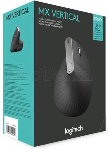 Photo de Souris sans fil Bluetooth ergonomique Logitech MX Vertical (Noir)