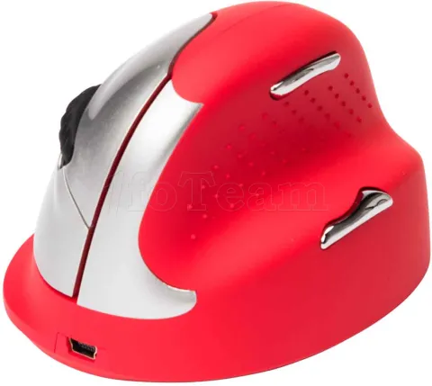 Photo de Souris sans fil Bluetooth ergonomique pour droitier R-Go He Sport (Gris/Rouge)