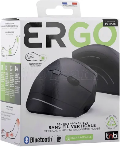 Photo de Souris sans fil Bluetooth ergonomique T'nB Ergo verticale pour droitier (Noir)
