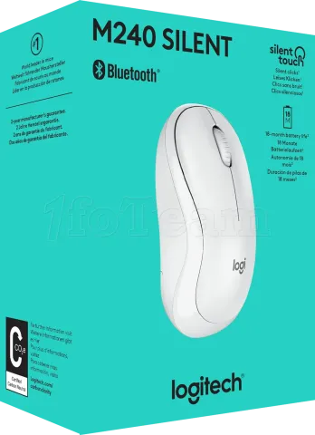 Photo de Souris sans fil Bluetooth Logitech M240 Silent (Blanc)