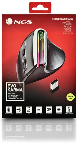 Photo de Souris sans fil Bluetooth NGS Evo Karma RGB (Noir/Argent)