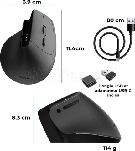Photo de Souris sans fil ergonomique Advance Vertical FX (Noir)