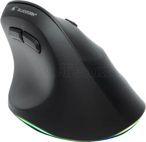 Photo de Souris sans fil ergonomique Bluestork Ergo Lumi pour droitier (Noir)