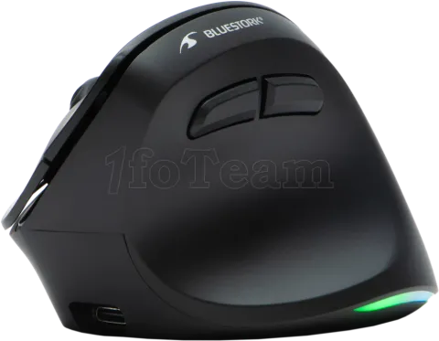Photo de Souris sans fil ergonomique Bluestork Ergo Lumi pour droitier (Noir)