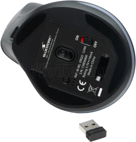 Photo de Souris sans fil ergonomique Bluestork Ergo Lumi pour droitier (Noir)