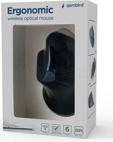 Photo de Souris sans fil ergonomique Gembird MUSW-ERGO-03 (Noir)