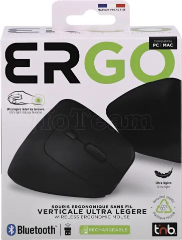 Photo de Souris sans fil ergonomique verticale T'nB Ergo Light pour droitier (Noir)