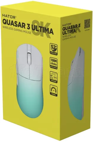 Photo de Souris sans fil Gamer Hator Quasar 3 Ultima 8K (Blanc/Vert)