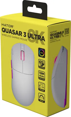 Photo de Souris sans fil Gamer Hator Quasar 3 Ultra 8K RGB (Blanc)