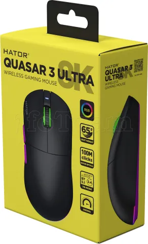 Photo de Souris sans fil Gamer Hator Quasar 3 Ultra 8K RGB (Noir)