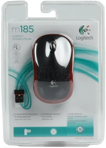 Photo de Souris sans fil Logitech Cordless Laser M185 (Rouge)