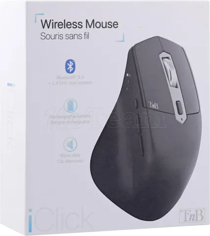 Photo de Souris sans fil semi-ergonomique T'nB Dual Connect iClick (Noir)