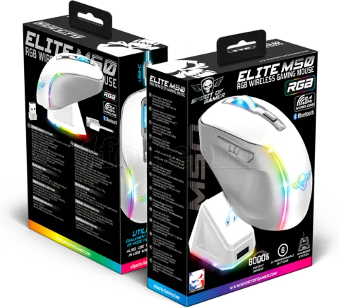 Photo de Souris sans fil Spirit of Gamer Elite M50 RGB (Blanc)