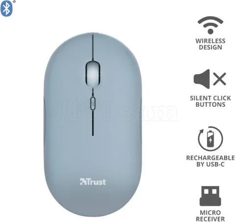 Photo de Souris sans fil Trust Puck (Bleu)