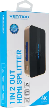 Photo de Splitter HDMI 4K Vention 2 ports (Noir/Or)