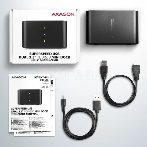 Photo de Station d'accueil Axagon ADSA-D25 pour 2x S-ATA 2,5" - USB 3.2